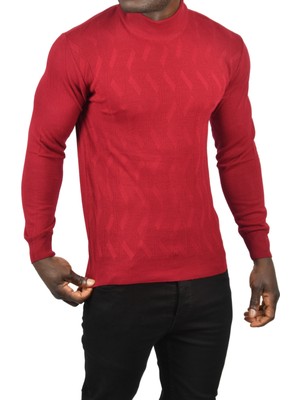 Deepsea Dar Kesim Yarım Balıkçı Yaka Desenli Triko Yarım Boğazlı Kazak 2505505