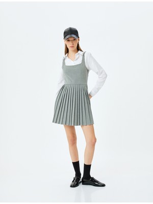 Koton Kalın Askılı Pileli Kolsuz Mini Elbise