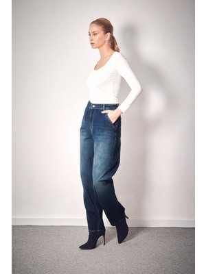 Fermuarlı Şalvar Jean Pantolon