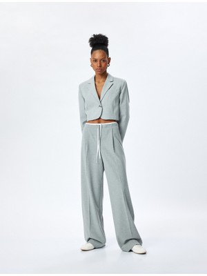 Koton Çift Bel Detaylı Geniş Paça Kumaş Pantolon