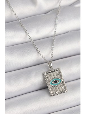 Callerrons Accessories Gümüş Renk Zirkon Taşlı Göz Işleme Detaylı Plaka Model Kadın Küpe - EBJ241221W30083