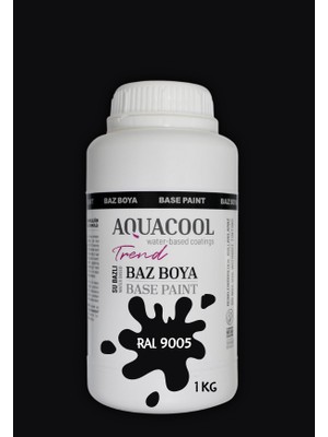 Aquacool Trend Akrilik Hobi Boya 1 kg Su Bazlı Hibrit Dönüşüm Boyası Ral 9005 Jet Siyah