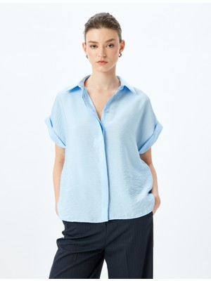 Koton Viskon Kumaş Klasik Yaka Kısa Kollu Gömlek