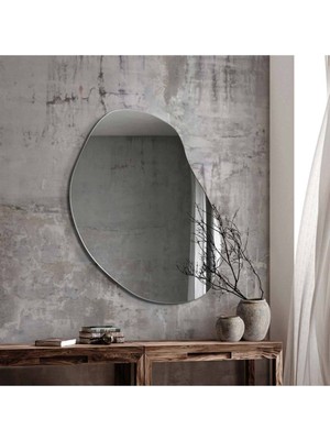 Mks Design 74X96CM Asimetrik Oval Boy Aynası | Lüx Antre Aynası | Makyaj Aynası | Salon Konsol Aynası