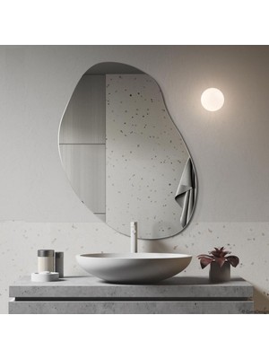 Mks Design 74X96CM Asimetrik Oval Boy Aynası | Lüx Antre Aynası | Makyaj Aynası | Salon Konsol Aynası