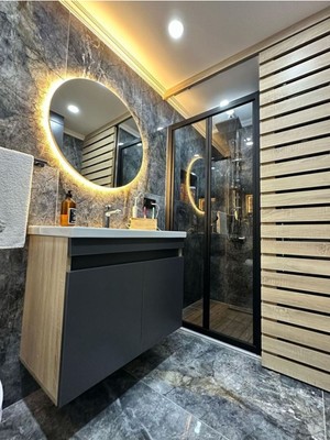 Mks Design Yuvarlak Ledli Ayna / Yuvarlak Banyo Aynası / Banyo Aynası / Işıklı Ayna / Ledli Ayna