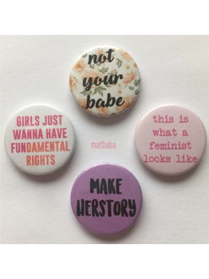 Feminizm Politik Pinback Düğmeleri Rozet Seti 4 Adet