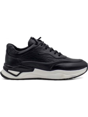 Voyager 1003 Erkek  Deri Sneaker Ayakkabı - Siyah - 43