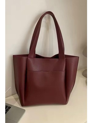 Kadın Cherry Tote Büyük Boy Fermuarlı Kadın Omuz Çantası