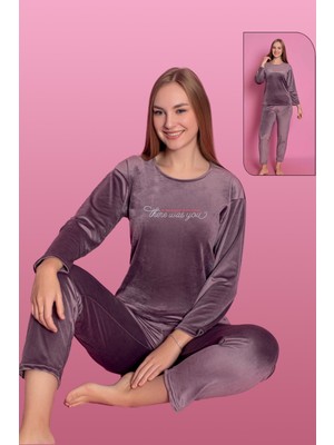 REMSA Kadife Kadın Pijama Takımı 25500-83 Mürdüm