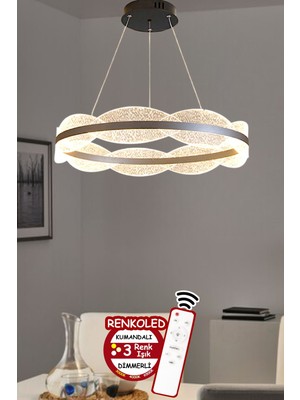 Nidage 3 Renk Işıklı Kumandalı Modern Sarkıt LED Avize Ledli Avize Salon ,oda ,mutfak ,hol 60  cm