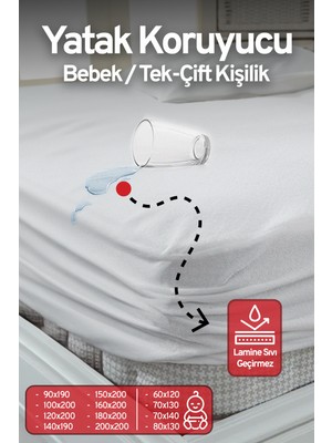 Eve Tekstil Fitted Pamuklu Bebek / Tek / Çift Kişilik Sıvı Geçirmez Yatak Koruyucu Lastikli Çarşaf Alez