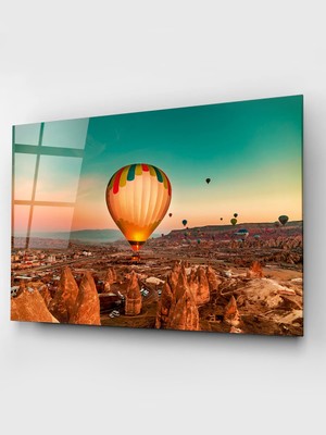 Taulart Kapadokya ve Balonlar Cam Tablo, Dekoratif Cam Tablo