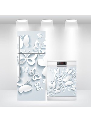 Buzdolabı ve Bulaşık Makinesi Kapak Kendinden Yapışkanlı Folyo Kaplama Kelebekler