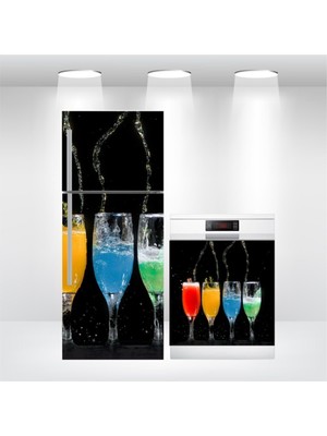 Buzdolabı ve Bulaşık Makinesi Kapak Kendinden Yapışkanlı Folyo Kaplama Renkli Bardak