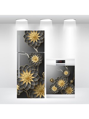 Buzdolabı ve Bulaşık Makinesi Kapak Kendinden Yapışkanlı Folyo Kaplama Çiçekler