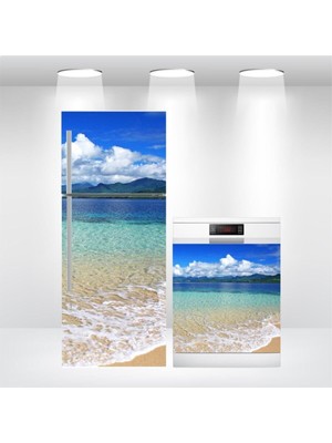 Buzdolabı ve Bulaşık Makinesi Kapak Kendinden Yapışkanlı Sticker Folyo Deniz