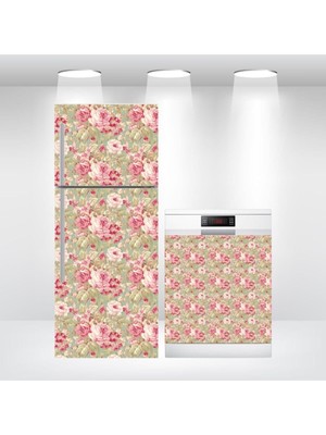 Buzdolabı ve Bulaşık Makinesi Kapak Kendinden Yapışkanlı Sticker Folyo Gül