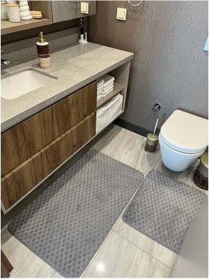 İstinye Halı Yıkanabilir Kaymaz Taban 60 x 100 50 x 60 2'li Banyo Paspası Klozet Takımı