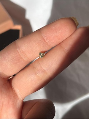 2D2B Nature Cerrahi Çelik Zirkon Taşlı Arkası Düz Küçük Kalp  Piercing,tragus, Helix, Kıkırdak.