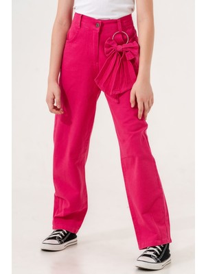 Kız Çocuk Fiyonklu Keten Pantolon G2557