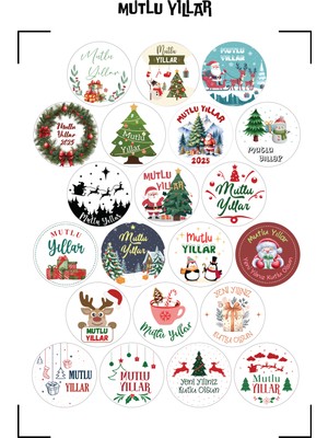 Mutlu Yıllar Yılbaşı Sticker, Yılbaşı Çıkartma Cam Sticker Happy New Year Duvar Sticker-A4 Boyutunda