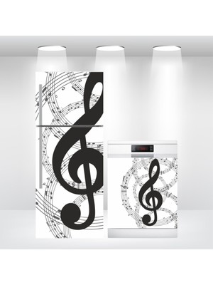 Nota Müzik Buzdolabı Bulaşık Makinesi Kapak Sticker Kendinden Yapışkanlı Folyo Kaplama