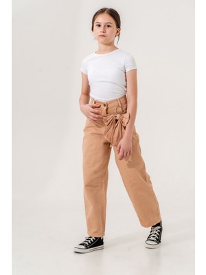 Kız Çocuk Fiyonklu Keten Pantolon G2557