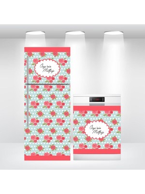 Vintage Buzdolabı ve Bulaşık Makinesi Kapak Sticker Kendinden Yapışkanlı Isimli