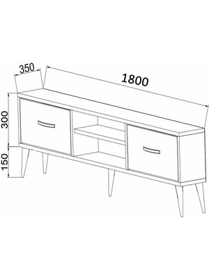 Ucuz Al Melen 2 Çekmeceli 180  cm  Tv Sehpası - Atlantik Çam / Beyaz