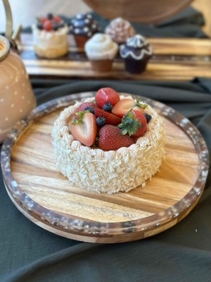 Rossev Akasya Yuvarlak Dönen Servis Sunum 30CM