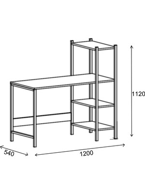 Uraz Kitaplıklı Metalli Çalışma Masası  - Atlantik Çam