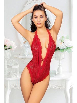 Ynt İthalat Kırmızı Çift Çapraz Ipli Bodysuit - 891