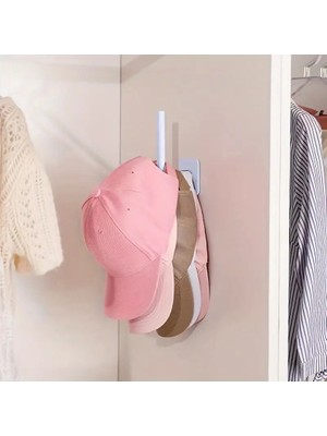Bebevim Şapka Tutucu, Yapışkanlı L Şekilli, Yerden Tasarruflu , Şapka Asma, Ev Depolama Düzenleyici