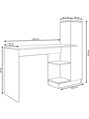 Miraj Kapaklı  Raflı Çalışma Masası - Beyaz
