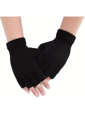 Natural charm 1 Çift Yarım Parmak Eldiven Kadın Erkek Casual Elastik Örgü Eldiven Sıcak Eldiven