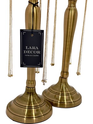 Lara Decor Metal 2'li Lara Püskül Mumluk Bronz