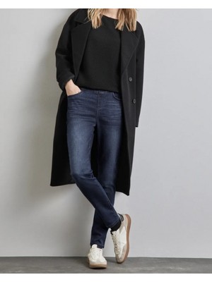 Yüksek Bel Lastikli Termal Denim Tayt Pantolon