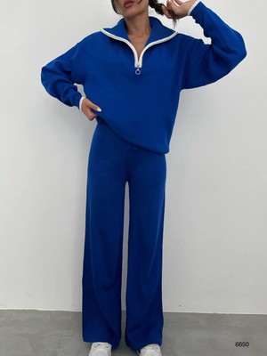 Nunu365com Oversize Begi Fermuar Yaka Boğazlı Triko