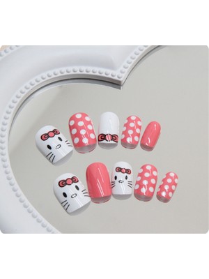 Vivid Charm 24'lü Hello Kitty Tasarımlı Takma Tırnak Seti - Protez Tırnak Seti