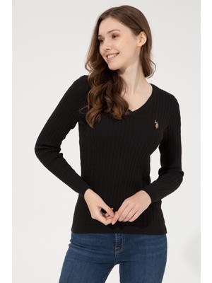 U.S. Polo Assn. Kadın Siyah Kazak /Triko 50255662-VR046