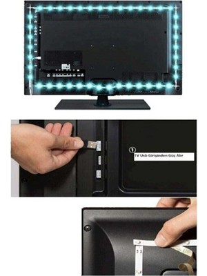 Cata CT-4566 Rgb Tv Televziyon Arkası LED Şerit Set 3 Metre Aydınlatma Işık Kumandalı USB Girişli