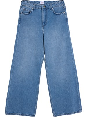 Mustang Yüksek Bel Bol Paça Bol Kesim Mavi Kadın Denim Pantolon Luıse Wide