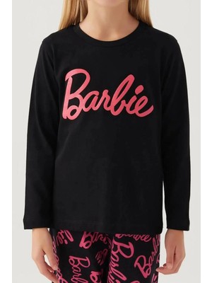 Barbie  Pamuk Uzun Kol Kız Çocuk Pijama Takım 1766