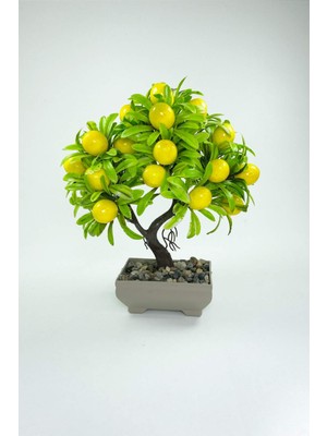 Canvix Dekor Ağaç Limon Ağacı Saksılı Dekoratif Ağaç Biblo 24 x 13  cm