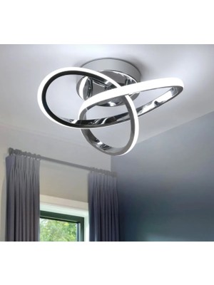 Burenze Modern Plafonyer Tavan LED Avize Krom Beyaz Işık BURENZE758