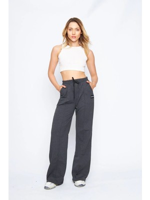 Lesa Wear Kadın Oversize Palazzo Pantolon Düz Desenli Yüksek Bel Konforlu Tasarım