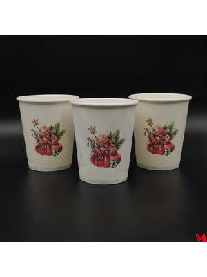 M Cup Yılbaşı Temalı Karton Bardak 50 Adet - Zencefilli Kurabiye Keyfi