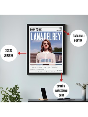 Orenda Art Lana Del Rey - Born To Die Albüm / Çerçeveli Poster Tablo