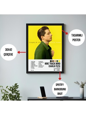 Orenda Art Charlie Puth - Nine Track Mind Albüm / Çerçeveli Poster Tablo